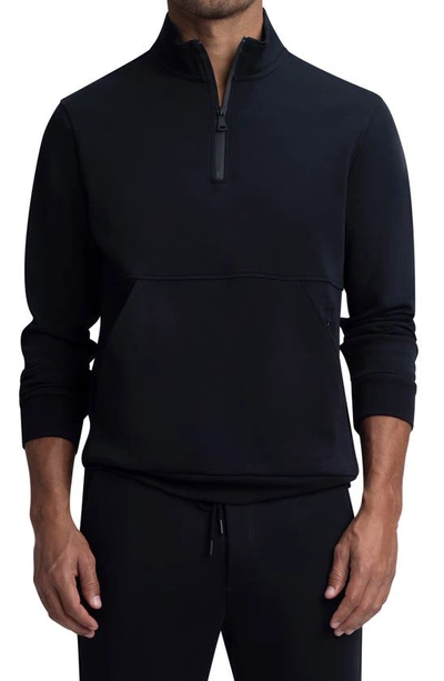 Bugatchi Comfort Cotton Blend Quarter Zip Pullover In Black