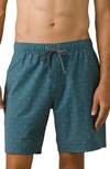 Prana Metric E-waist Recycled Polyester Blend Swim Trunks In Bluefin Elements