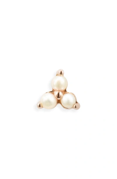 MARIA TASH PEARL TRINITY THREADED STUD EARRING 