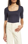 Marine Layer Lexi Square Neck Rib Top In Navy