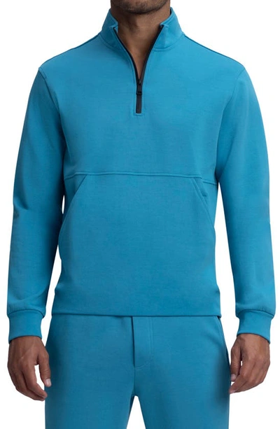 Bugatchi Comfort Cotton Blend Quarter Zip Pullover In Teal
