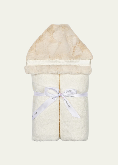 Little Scoops Kid's Plush Hooded Towel In Cream