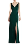 After Six Draped Cowl-back Sleeveless Gown In Evergreen