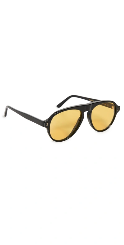Illesteva Vanderbilt Sunglasses In Black W/ Honey See Through