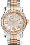 Chopard Happy Sport 36mm 18-karat Rose Gold, Stainless Steel, Diamond And Mother-of-pearl Watch In Usd
