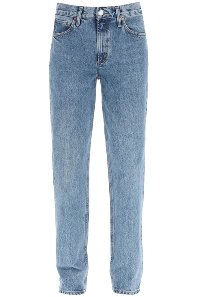 Agolde Lyle Slim-fit Low-rise Organic-cotton Stretch-denim Jeans In Blue