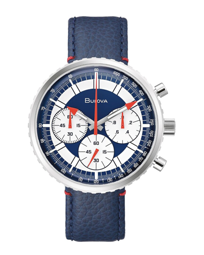 Bulova Men's Archive Series Chronograph C Blue Leather Strap Watch 46mm