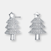 Genevive Sterling Silver Cubic Zirconia Pave Christmas Tree Earrings