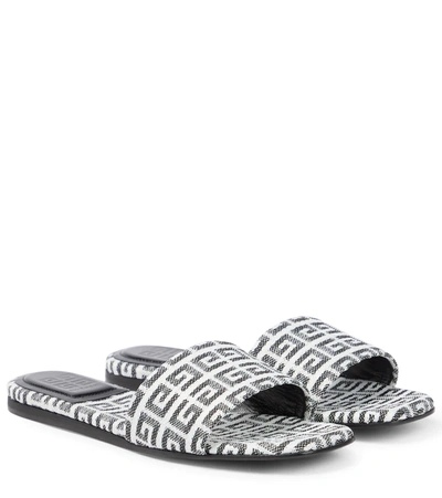 Givenchy White & Black 4g Jacquard Flat Sandals