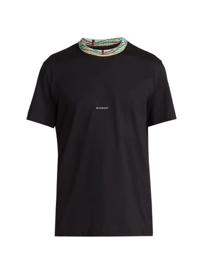 Givenchy Slim-fit Embroidery Logo Crewneck Shirt In Black