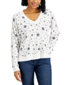 Lucky Brand Cloud Jersey Long Sleeve V-neck Top In White With