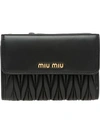 Miu Miu Small Matelassé Nappa Leather Wallet In Black