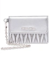 Miu Miu Matelassé Credit Card Holder In Metallic