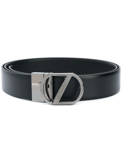 Ermenegildo Zegna Engraved Logo Buckle Belt In Black