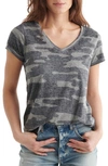 Lucky Brand Camo Burnout T-shirt In Grey Multi