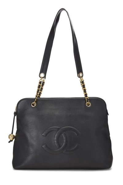 Pre-owned Chanel Black Caviar Zip Tote Large