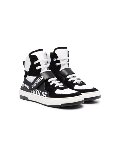 Dsquared2 Teen Logo-print High-top Trainers In Black