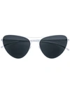 Mykita Cat Eye Aviator Sunglasses In White