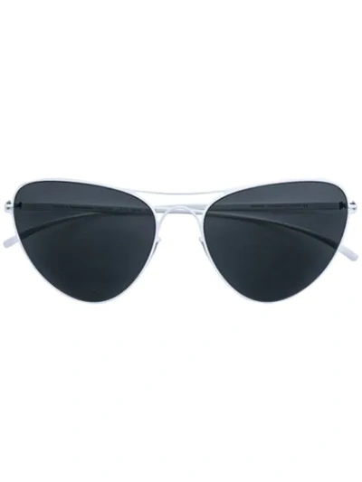 Mykita Cat Eye Aviator Sunglasses In White