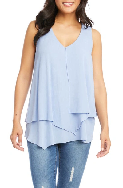 Karen Kane V-neck Layered Asymmetrical Tank In Chambray