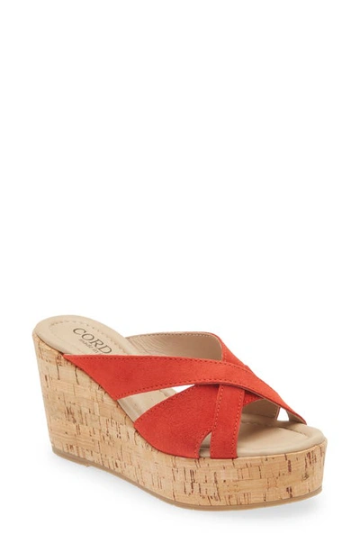 Cordani Devon Platform Wedge Sandal In Coral Suede