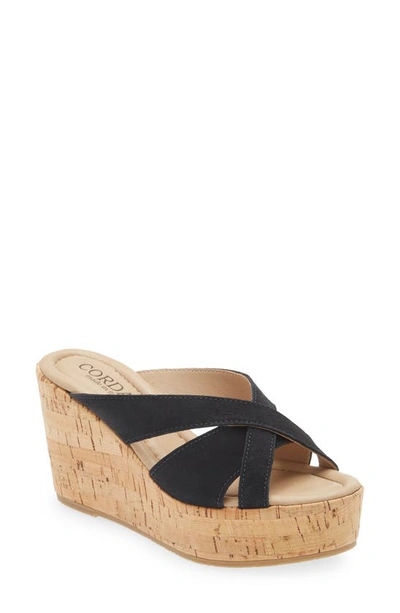 Cordani Devon Platform Wedge Sandal In Navy Suede