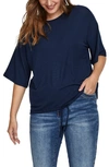 Vero Moda Short Sleeve Drawstring Top In Navy Blazer