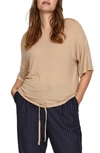 Vero Moda Short Sleeve Drawstring Top In Nomad