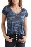 Lucky Brand Camo Burnout T-shirt In Blue Multi