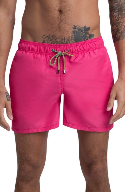 Bugatchi Solid Swim Trunks In Pink