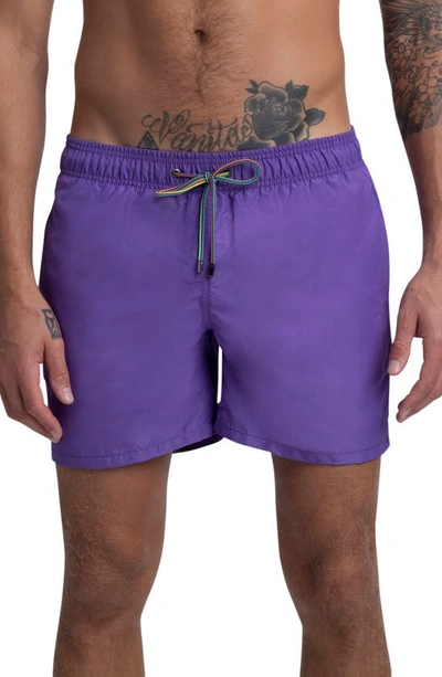 Bugatchi Solid Swim Trunks In Orchid