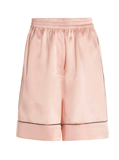 Dolce & Gabbana Contrast-detail Silk Shorts In Pink