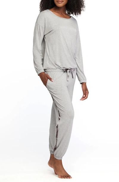 Montelle Intimates Lounge Top & Joggers Set In Heather Grey