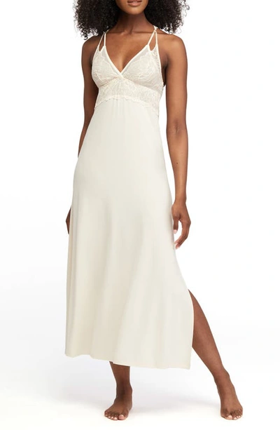 Montelle Intimates Lace Trim Bridal Nightgown In Swan