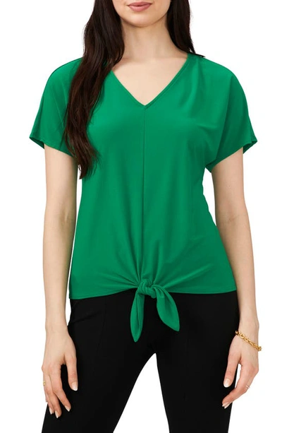 Chaus V-neck Tie Front Top In Green