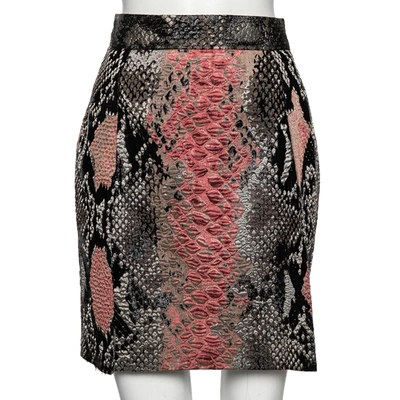 Pre-owned Gucci Multicolor Metallic Knit Textured Snakeskin Printed Mini Skirt M