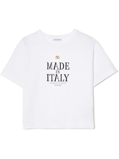 Dolce & Gabbana Made In Italy Logo-plaque T-shirt In White