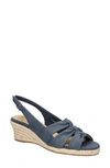 Bella Vita Women's Cheerful Espadrille Wedge Sandals Women's Shoes In Navy Linen Print