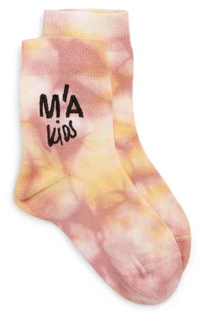 Marques' Almeida Marques ' Almeida Kids' Embroidered Tie Dye Socks In Pink Yellow Tie Dye