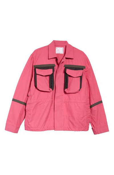 Sacai Weather Mix Cotton Jacket In Pink