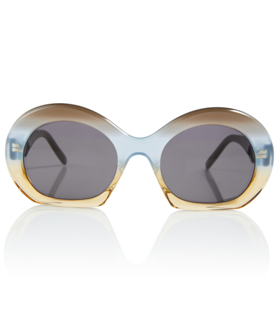 Loewe Round Sunglasses In Dark Brown/other / Smoke