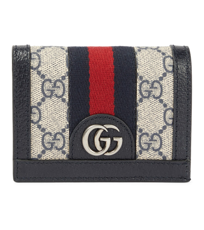 Gucci Ophidia Gg Leather Wallet In Beige Blu/blu/brb