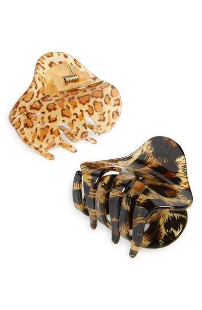 Tasha Assorted 2-pack Patterned Jaw Clips In Leopard
