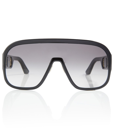 Dior Gradient Oversize-frame Sunglasses In Shiny Black / Gradient Smoke