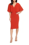 Dress The Population Louisa Butterfly Sleeve Cocktail Dress In Poppy