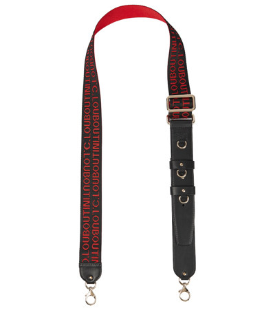 Christian Louboutin Leather-trimmed Shoulder Strap In Black/black-red