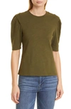 Frame Pleated Puff Sleeve T-shirt In Fatigue