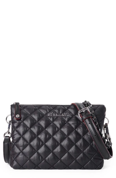 Mz Wallace Crosby Pippa Quilted Crossbody Bag In Black/silver
