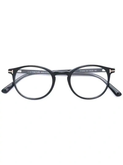 Tom Ford Round Frame Glasses In Black