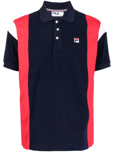 FILA Astro Cotton Blend Towel Terry Color Blocked Regular Fit Polo